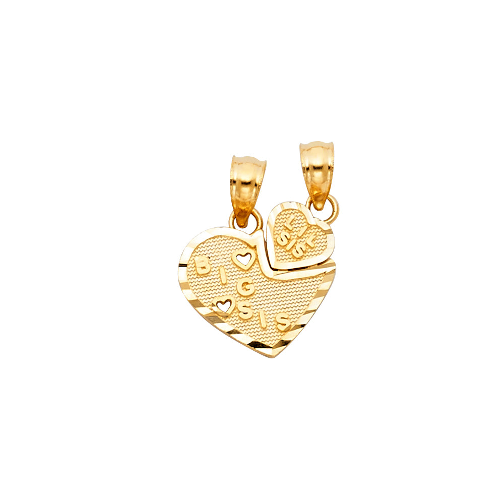 14K Yellow Gold Mom, Family, Baby & Heart Pendant - PT1850