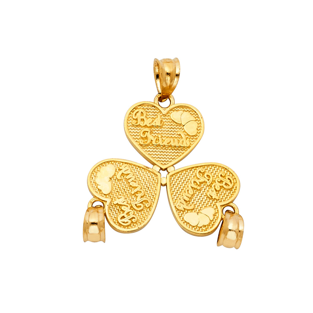 14K Yellow Gold Mom, Family, Baby & Heart Pendant - PT1852