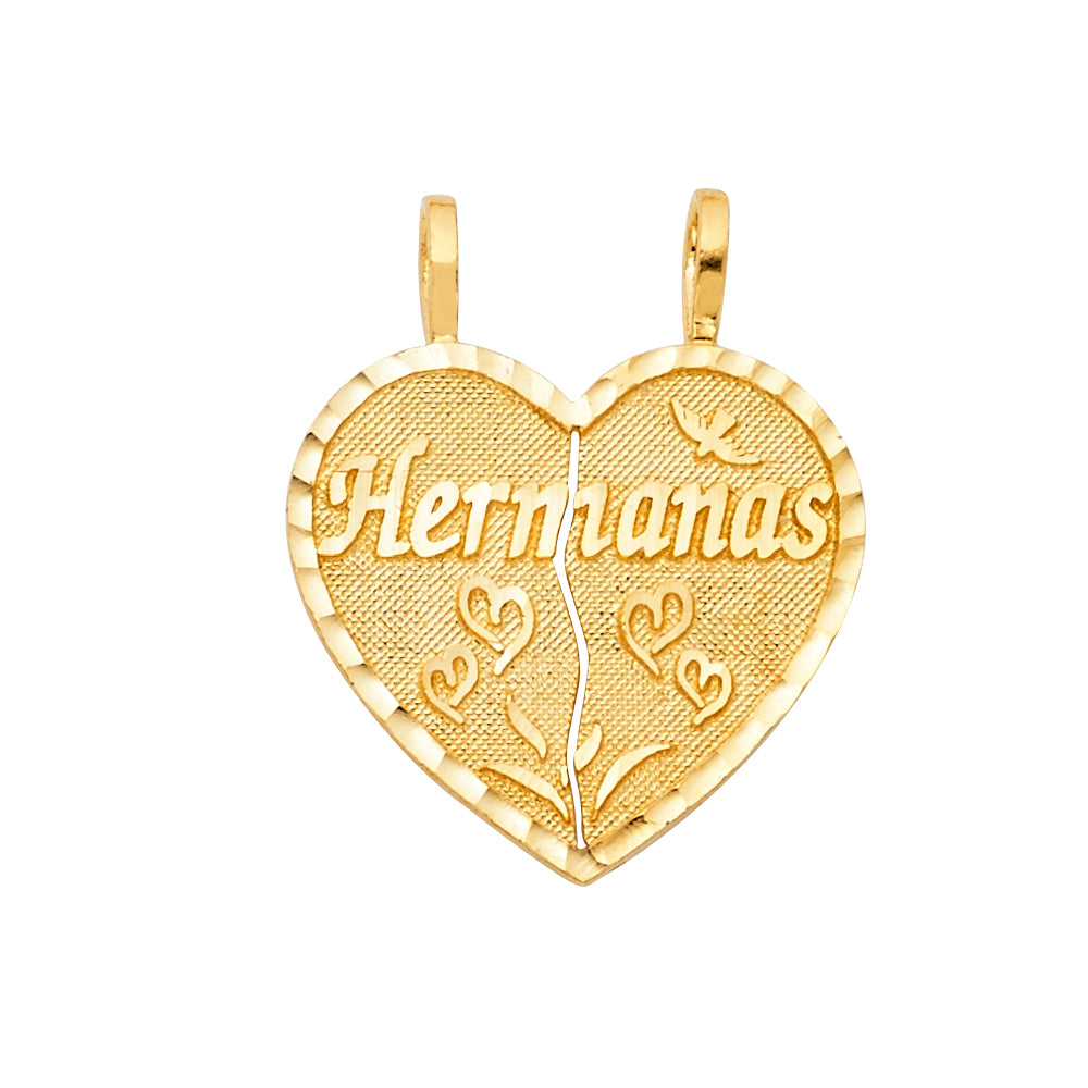 14K Yellow Gold Mom, Family, Baby & Heart Pendant - PT1855