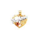 14K Yellow Gold Mom, Family, Baby & Heart Pendant - PT1858