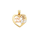 14K Yellow Gold Flower & 15 Años Pendant - PT1875