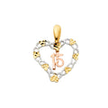 14K Yellow Gold Flower & 15 Años Pendant - PT1876