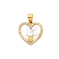 14K Yellow Gold Flower & 15 Años Pendant - PT1877