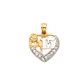 14K Yellow Gold Flower & 15 Años Pendant - PT1878