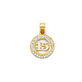 14K Yellow Gold Flower & 15 Años Pendant - PT1884