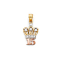 14K Yellow Gold Flower & 15 Años Pendant - PT1885