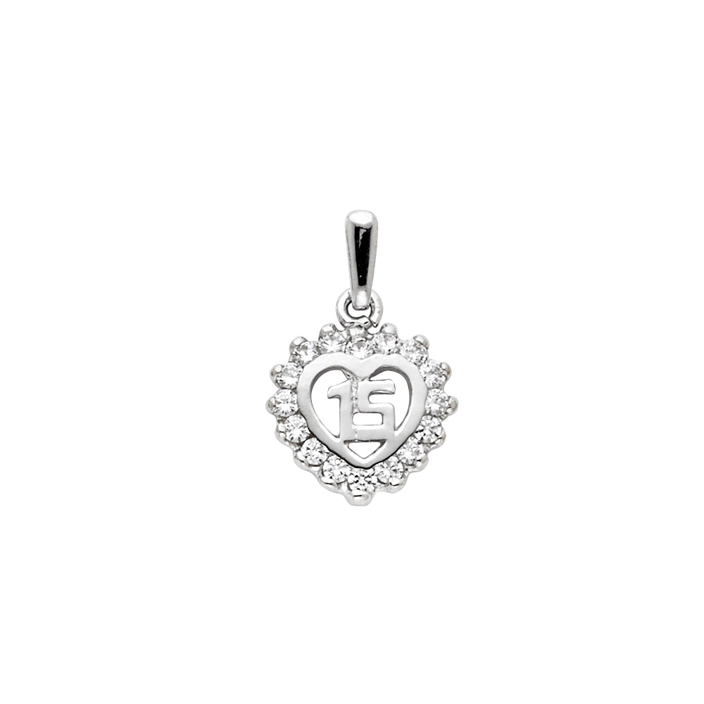 14K Yellow Gold Flower & 15 Años Pendant - PT1892