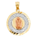 14K Yellow Gold Flower & 15 Años Pendant - PT1895