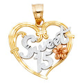 14K Yellow Gold Flower & 15 Años Pendant - PT1906