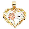 14K Yellow Gold Flower & 15 Años Pendant - PT1908