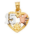 14K Yellow Gold Flower & 15 Años Pendant - PT1911