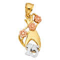 14K Yellow Gold Flower & 15 Años Pendant - PT1914