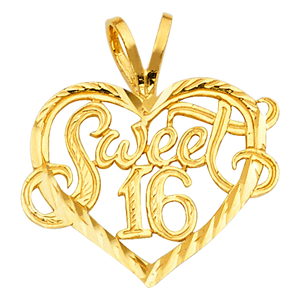 14K Yellow Gold Flower & 15 Años Pendant - PT1918