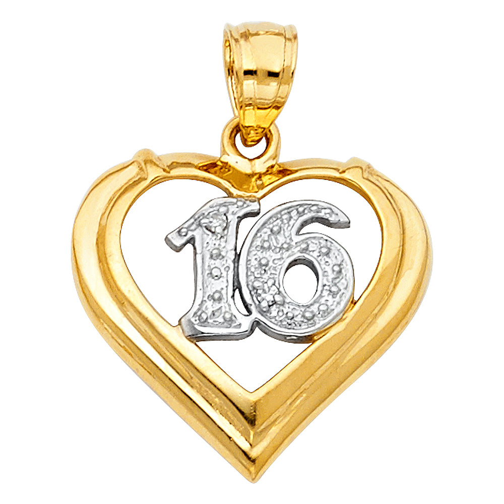 14K Yellow Gold Flower & 15 Años Pendant - PT1919