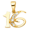14K Yellow Gold Flower & 15 Años Pendant - PT1925