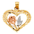 14K Yellow Gold Flower & 15 Años Pendant - PT1945