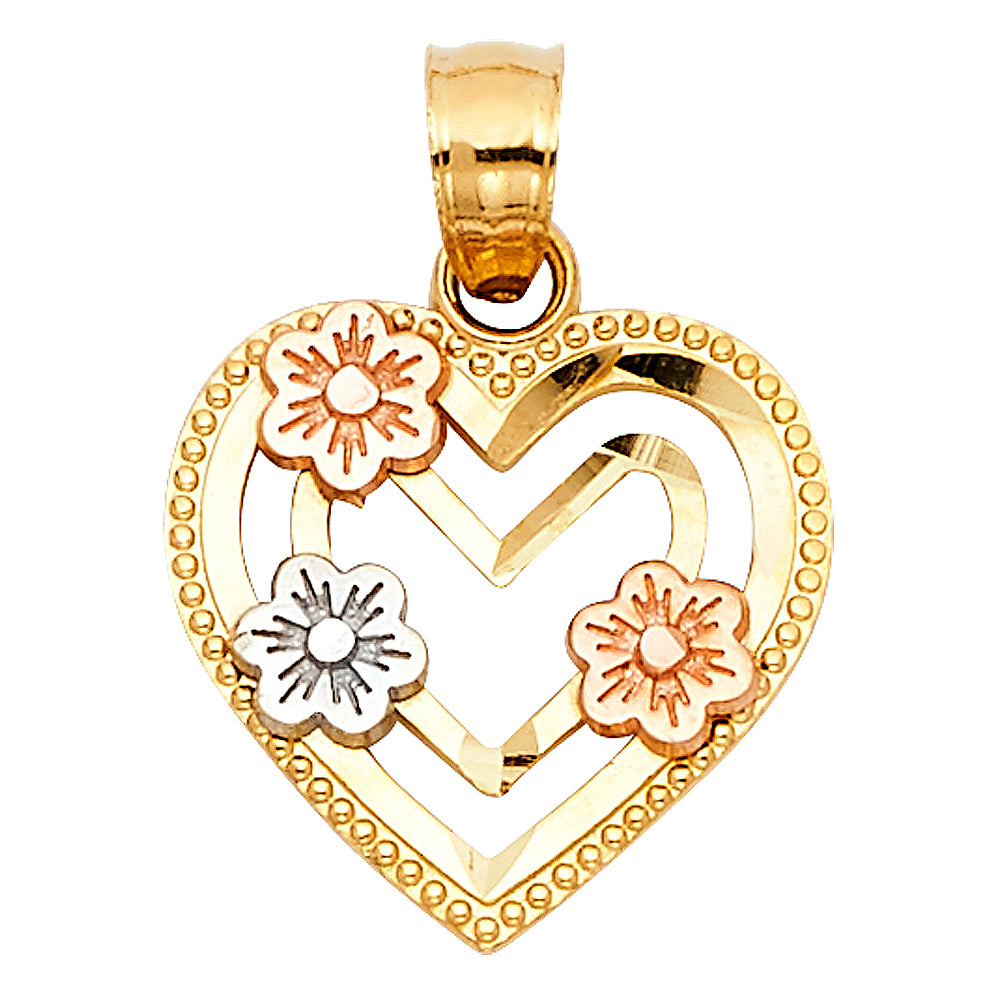 14K Yellow Gold Flower & 15 Años Pendant - PT1946