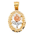 14K Yellow Gold Flower & 15 Años Pendant - PT1950