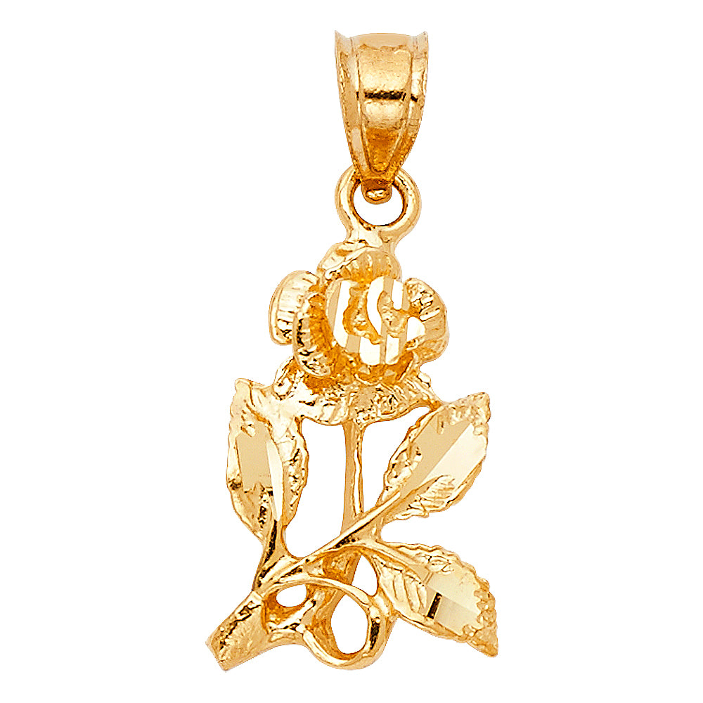 14K Yellow Gold Flower & 15 Años Pendant - PT1951