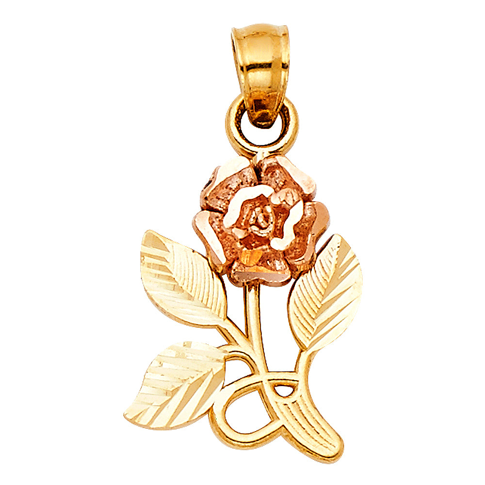 14K Yellow Gold Flower & 15 Años Pendant - PT1952