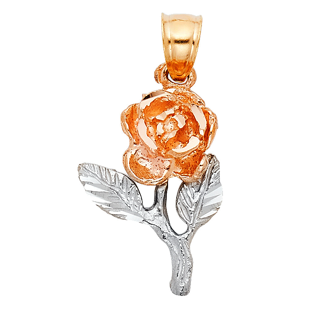 14K Yellow Gold Flower & 15 Años Pendant - PT1957