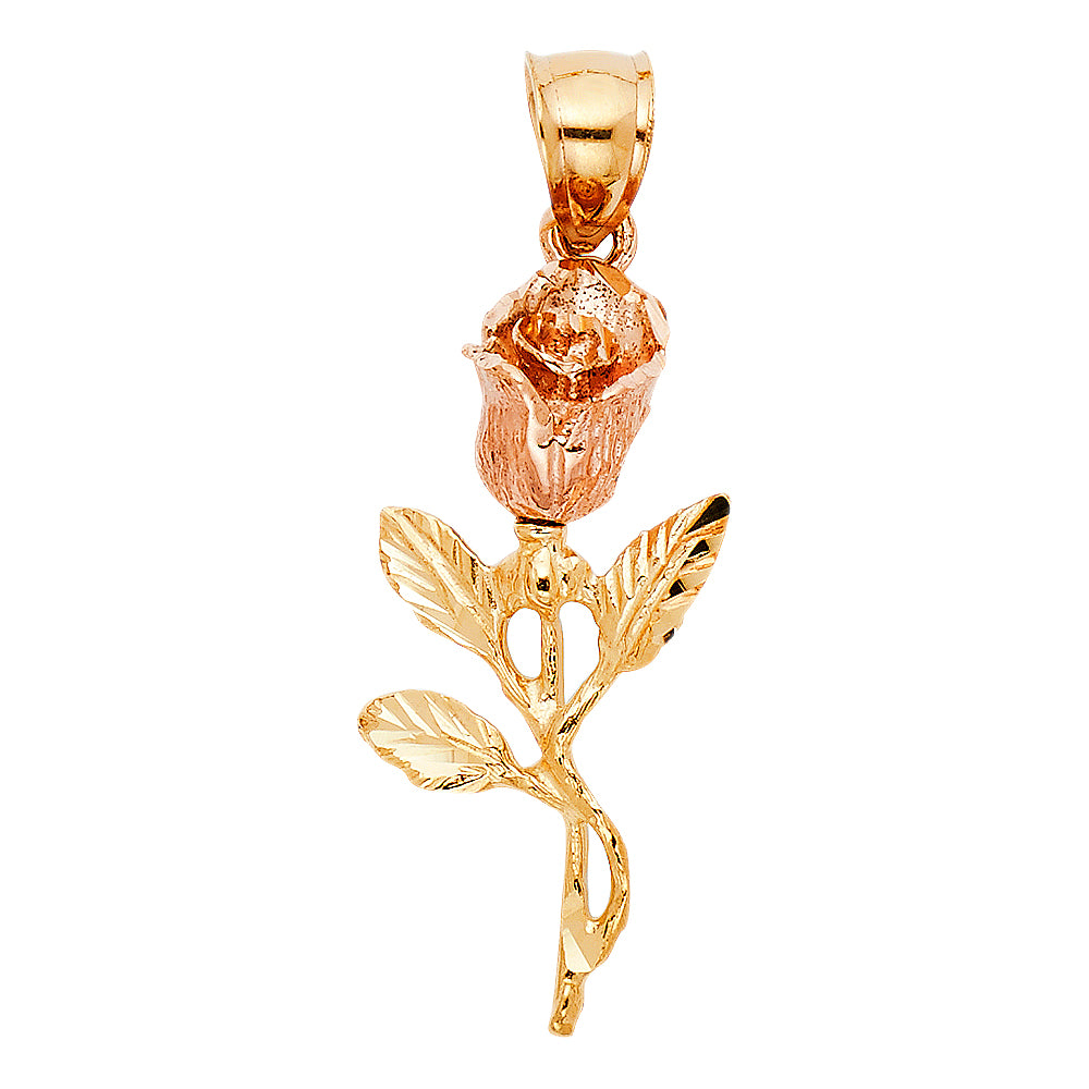 14K Yellow Gold Flower & 15 Años Pendant - PT1958