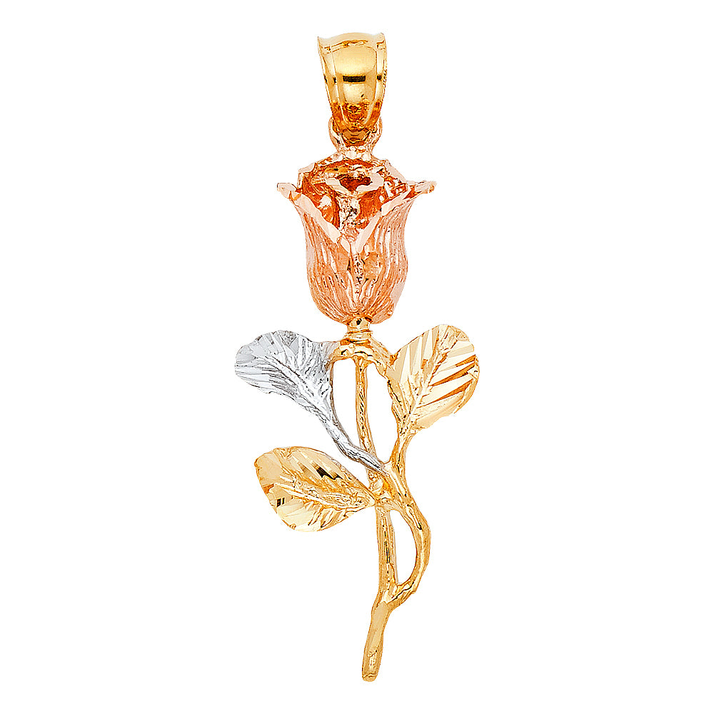 14K Yellow Gold Flower & 15 Años Pendant - PT1959