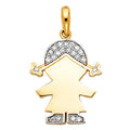 14K Yellow Gold Mom, Family, Baby & Heart Pendant - PT2001