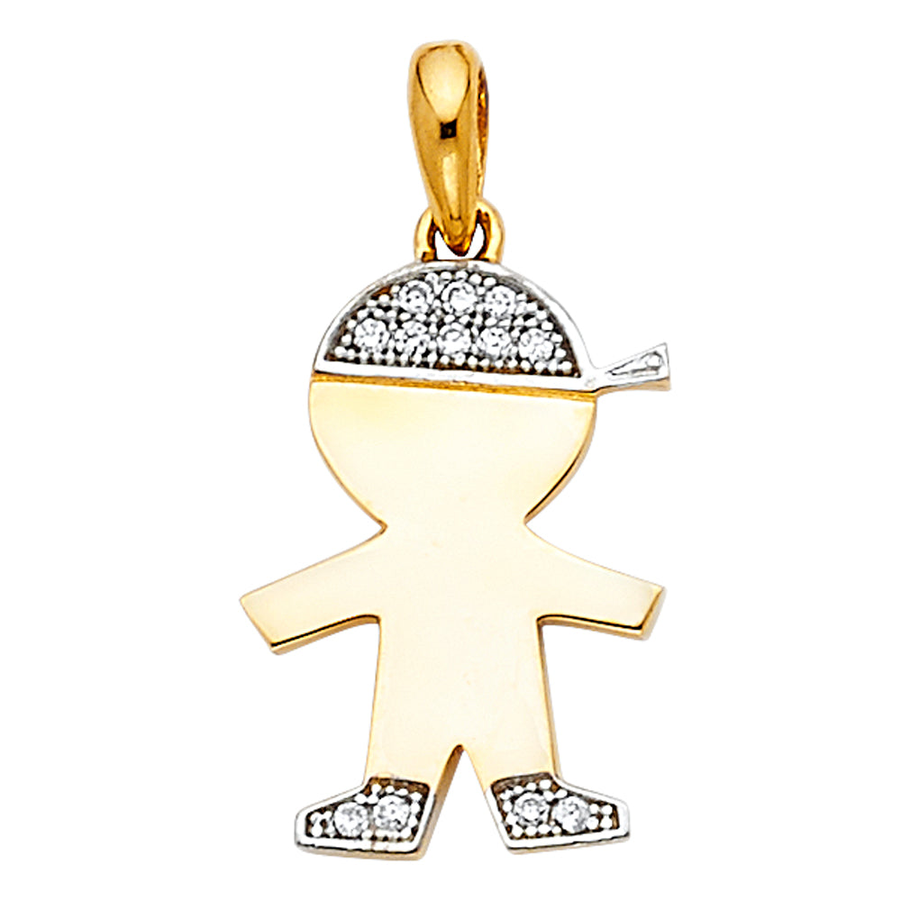 14K Yellow Gold Mom, Family, Baby & Heart Pendant - PT2002