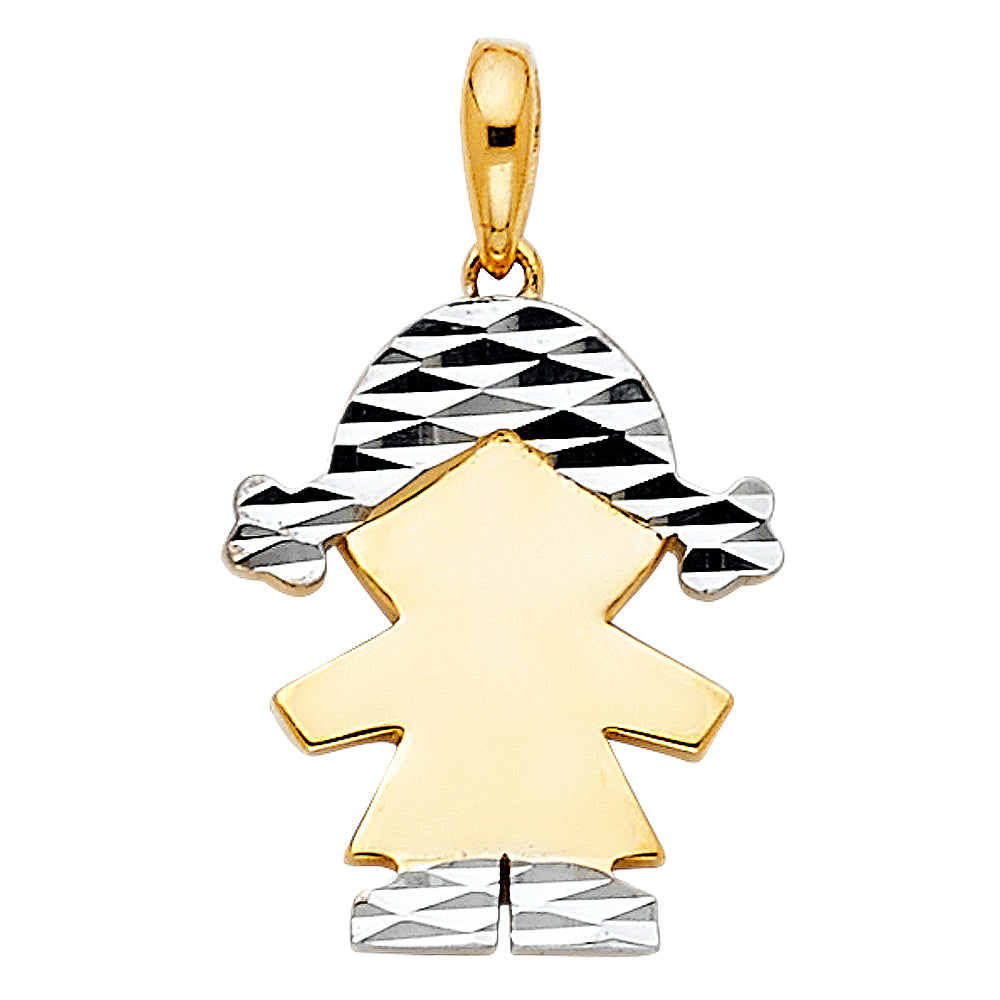 14K Yellow Gold Mom, Family, Baby & Heart Pendant - PT2005