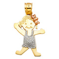 14K Yellow Gold Mom, Family, Baby & Heart Pendant - PT2007