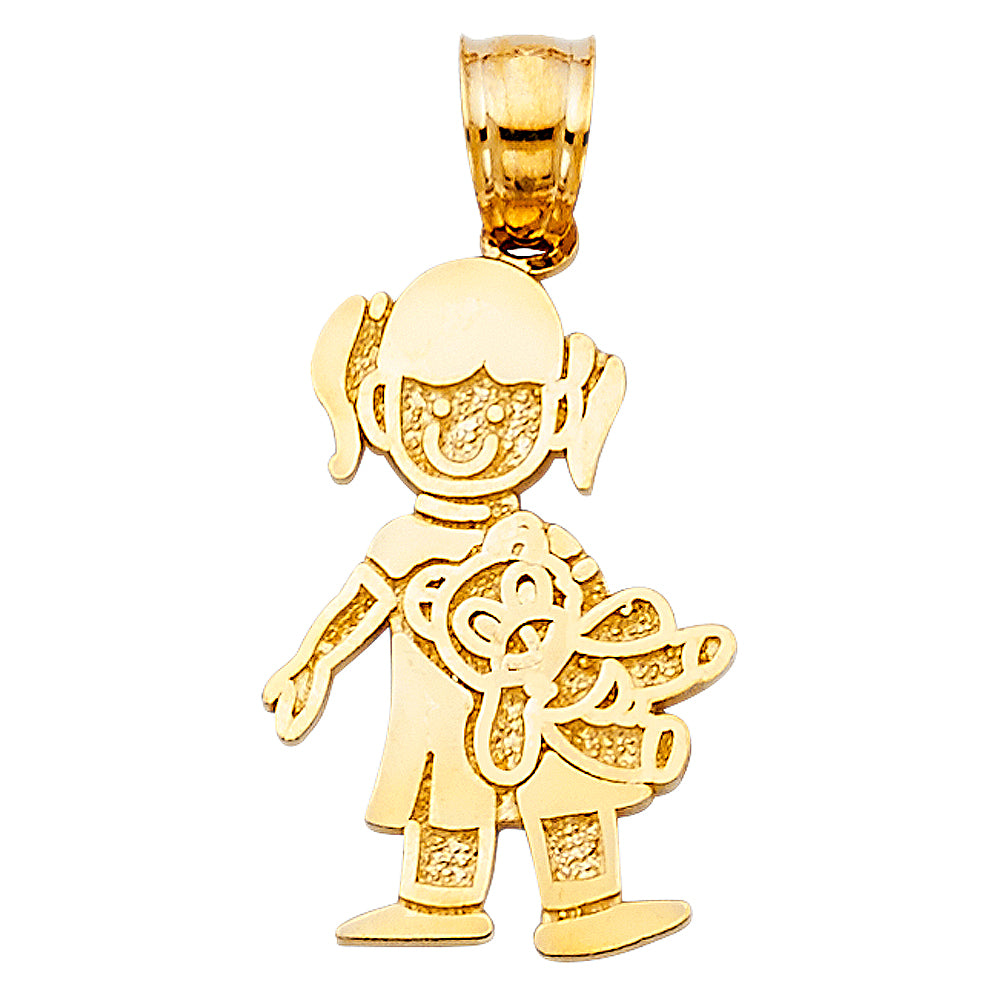 14K Yellow Gold Mom, Family, Baby & Heart Pendant - PT2013