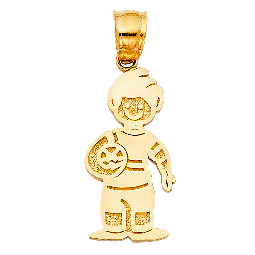 14K Yellow Gold Mom, Family, Baby & Heart Pendant - PT2014