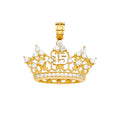 14K Yellow Gold Flower & 15 Años Pendant - PT2145