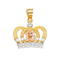 14K Yellow Gold Flower & 15 Años Pendant - PT2147