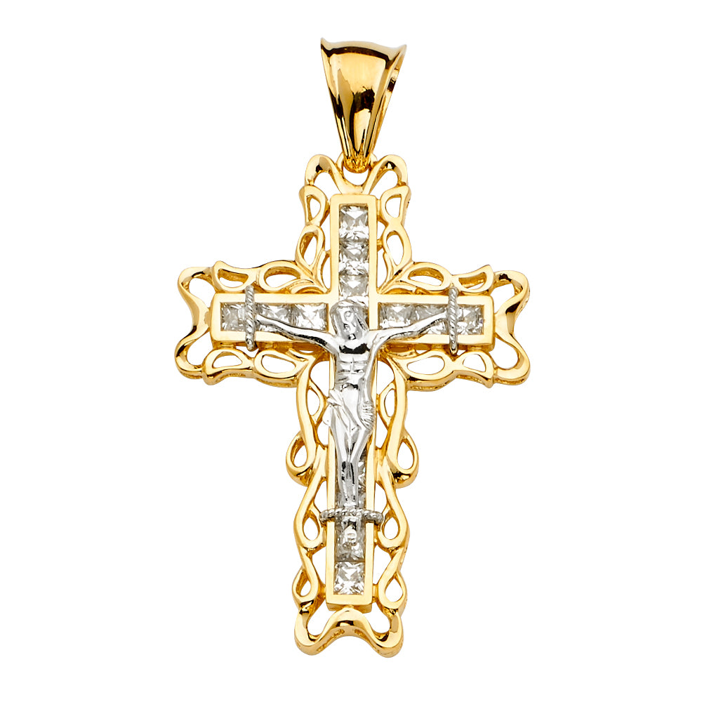 14K Yellow Gold Crucifix Cross Pendant - PT2153