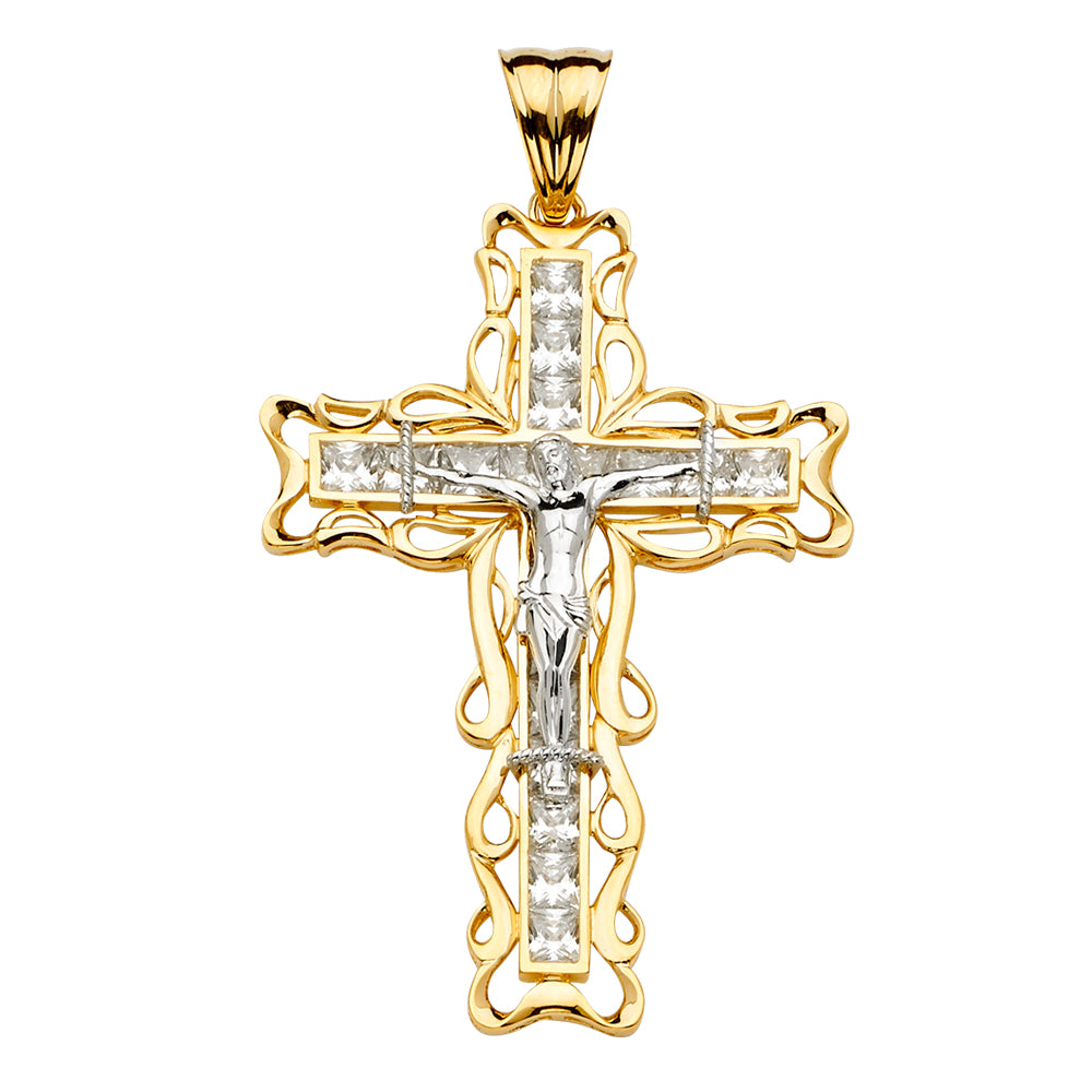 14K Yellow Gold Crucifix Cross Pendant - PT2154