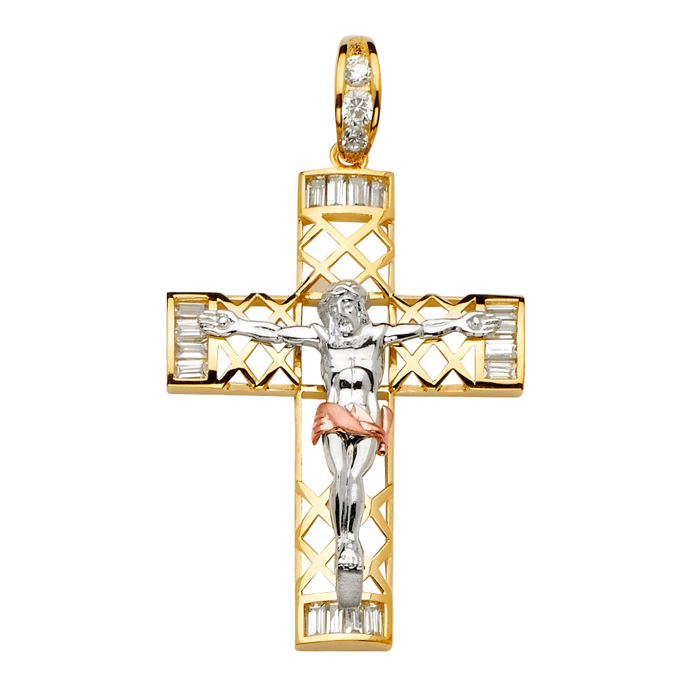 14K Yellow Gold Crucifix Cross Pendant - PT2155