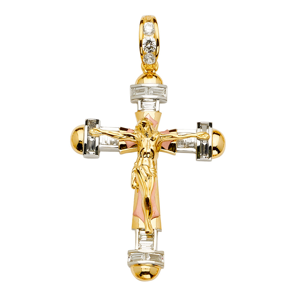14K Yellow Gold Crucifix Cross Pendant - PT2157