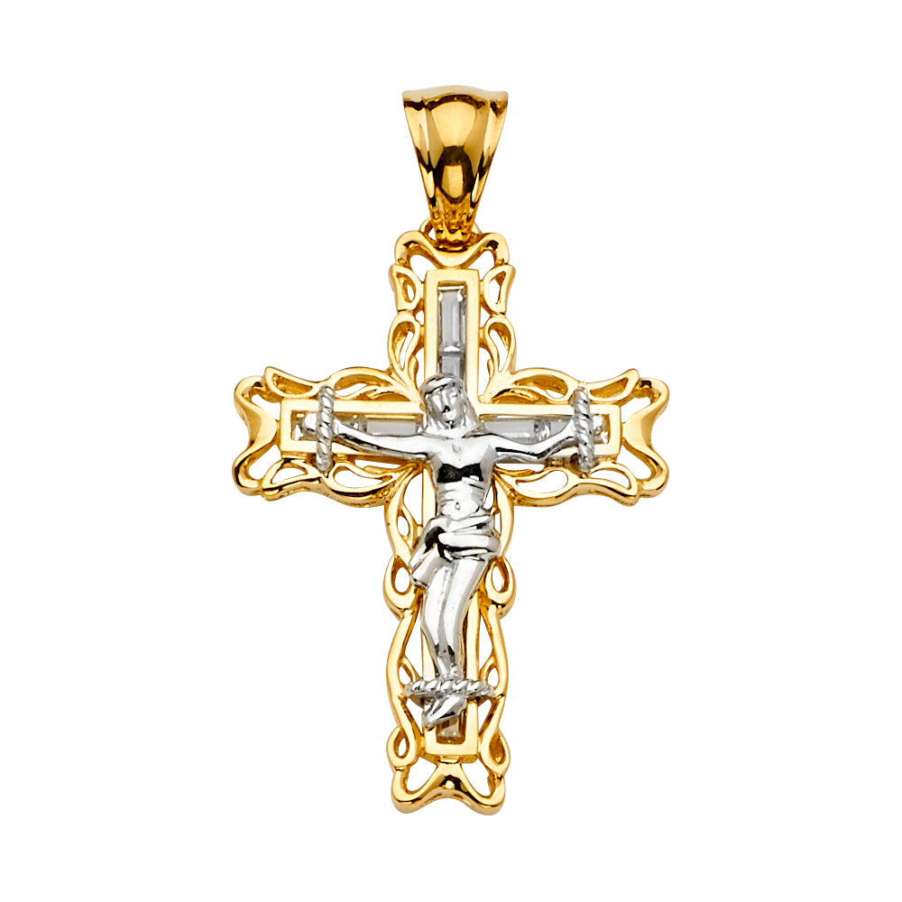 14K Yellow Gold Crucifix Cross Pendant - PT2158