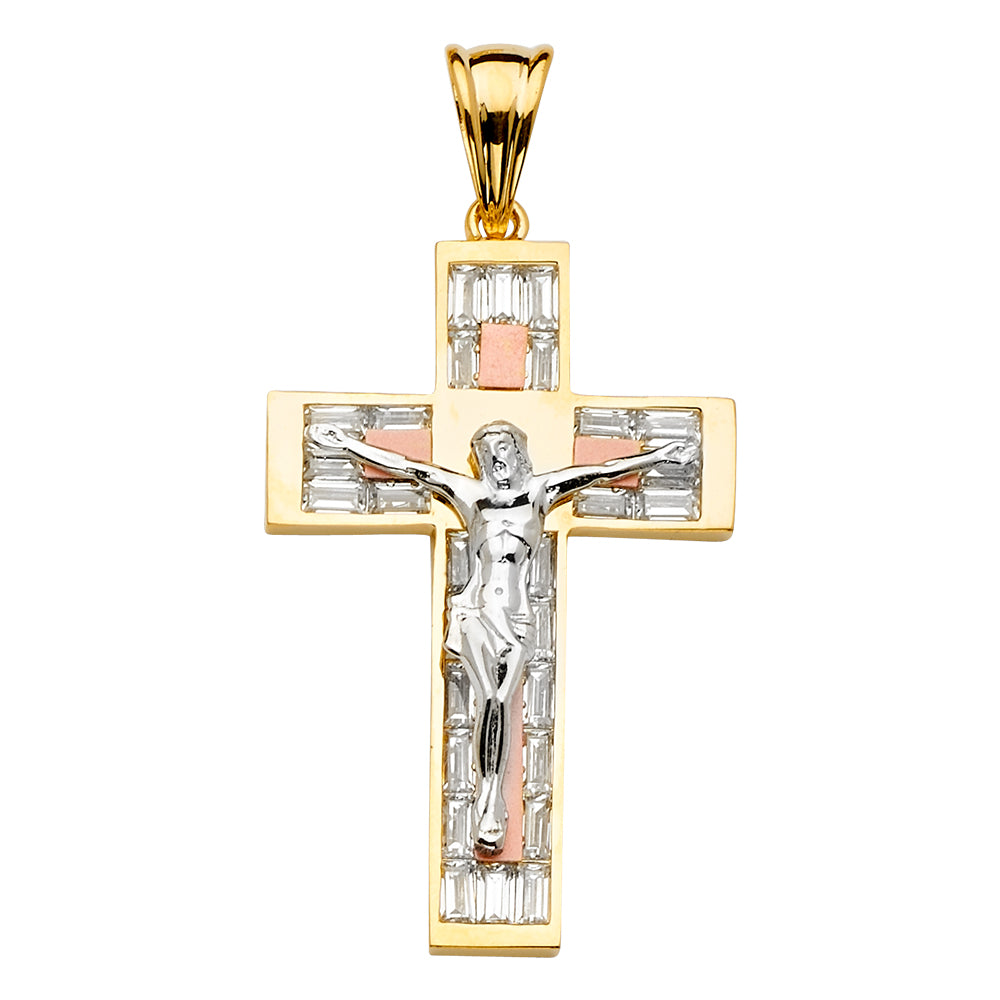 14K Yellow Gold Crucifix Cross Pendant - PT2159