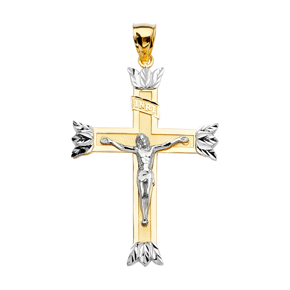 14K Yellow Gold Crucifix Cross Pendant - PT2177