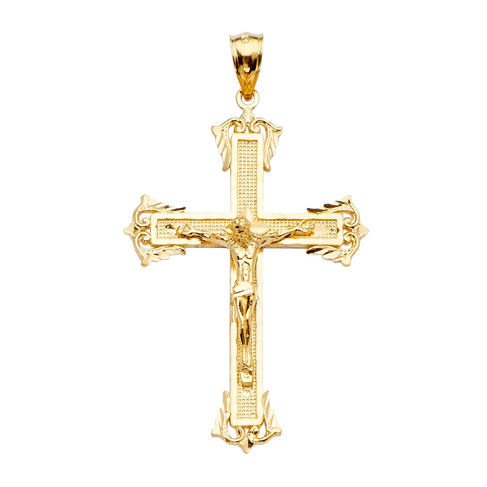14K Yellow Gold Crucifix Cross Pendant - PT2180