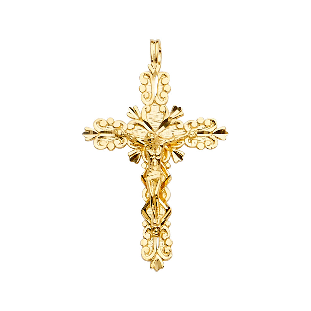 14K Yellow Gold Crucifix Cross Pendant - PT2186