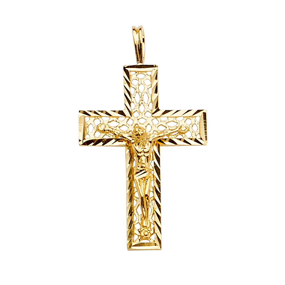 14K Yellow Gold Crucifix Cross Pendant - PT2187