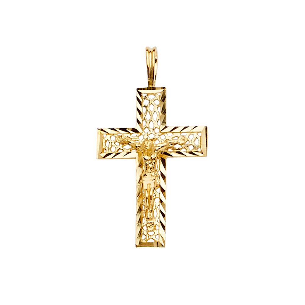14K Yellow Gold Crucifix Cross Pendant - PT2188