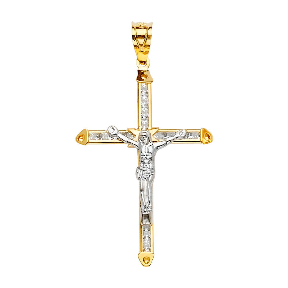 14K Yellow Gold Crucifix Cross Pendant - PT2195