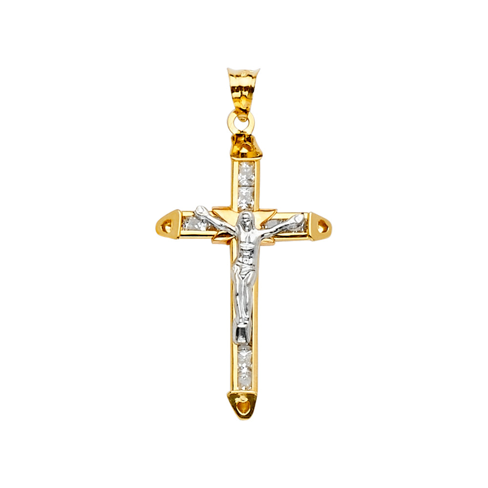 14K Yellow Gold Crucifix Cross Pendant - PT2196