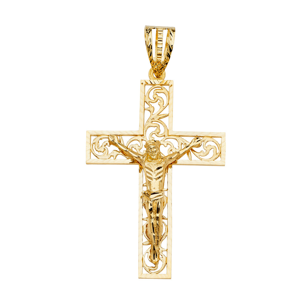 14K Yellow Gold Crucifix Cross Pendant - PT2203