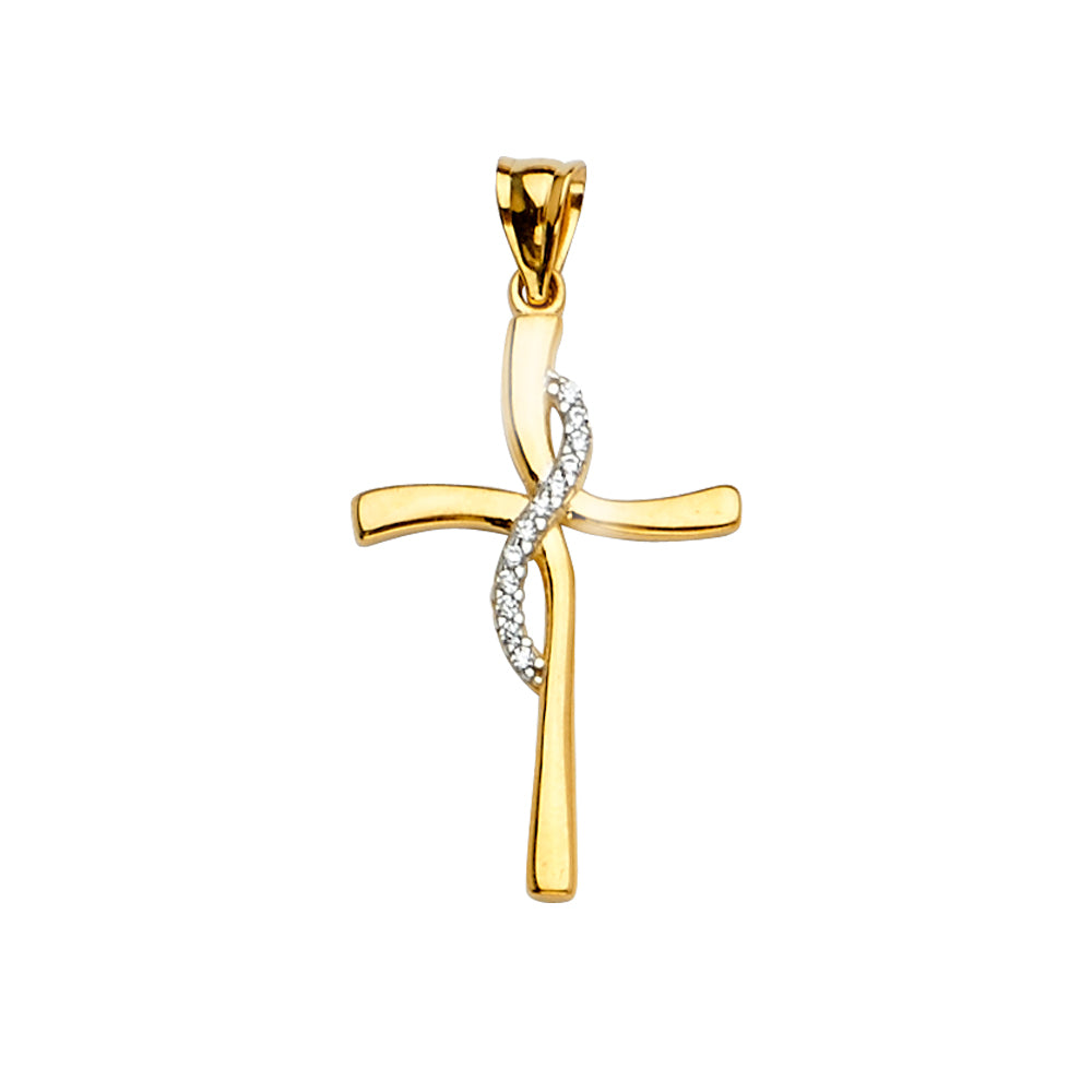 14K Yellow Gold Cross Pendant - PT2215